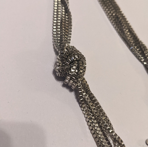 Long knotted chains necklace - silver tone box chain - Picture 6 of 16